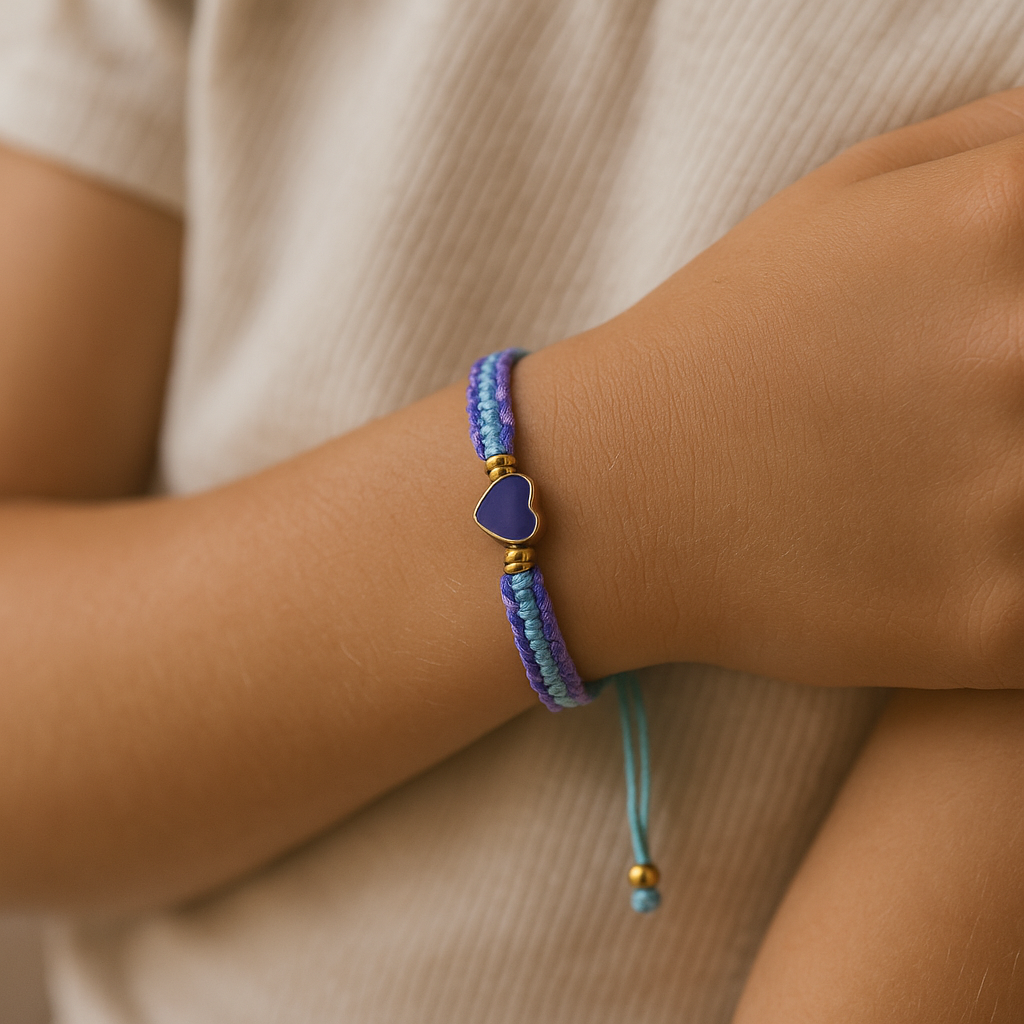 Einschulungs-Armband Herz / blau