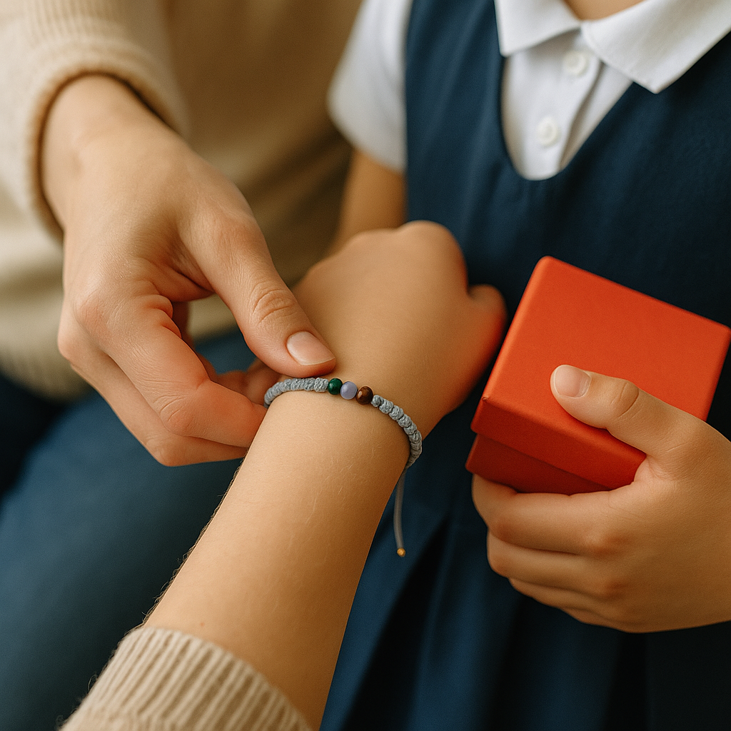 Einschulungs-Armband grau
