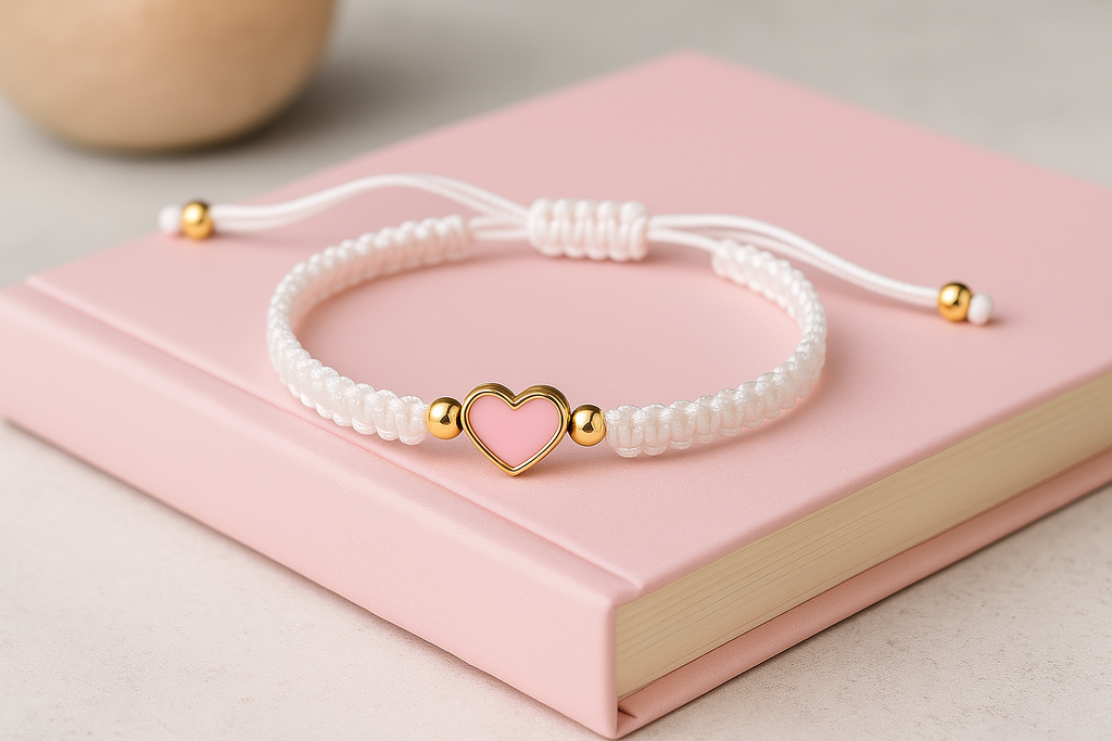 Einschulungs-Armband Herz/ weiß
